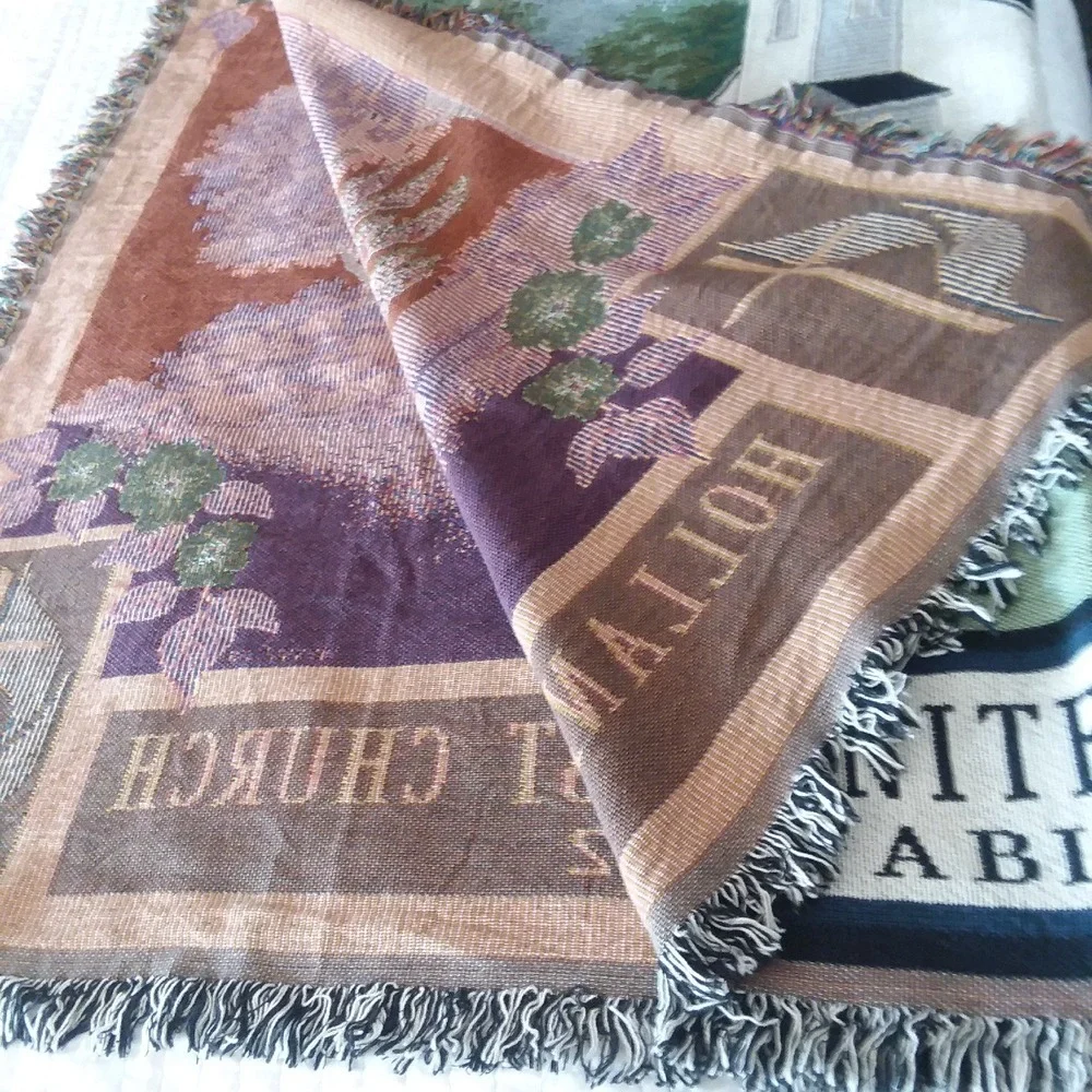 Holland's United Methodist‎ Church Tapestry Throw Blanket Established 1812 69x51